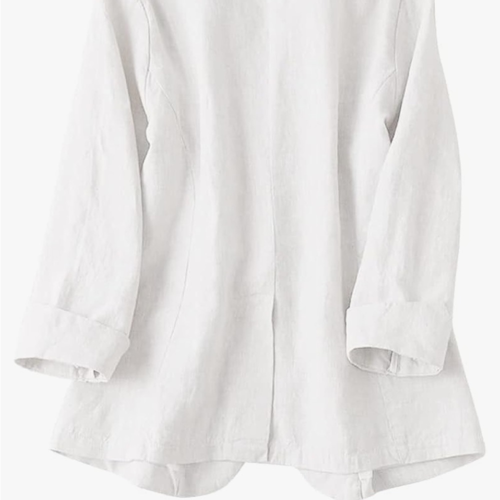 Classic White/Cream Linen-Style Blazer - Picture 5 of 7